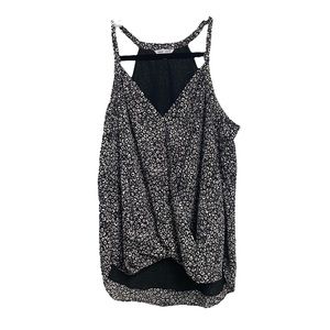 Naked Zebra faux wrap racerback dressy tank top with loose, low neckline